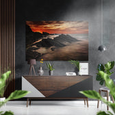 Sunset and Mountains Brushed Aluminium Dibond Wall Art.