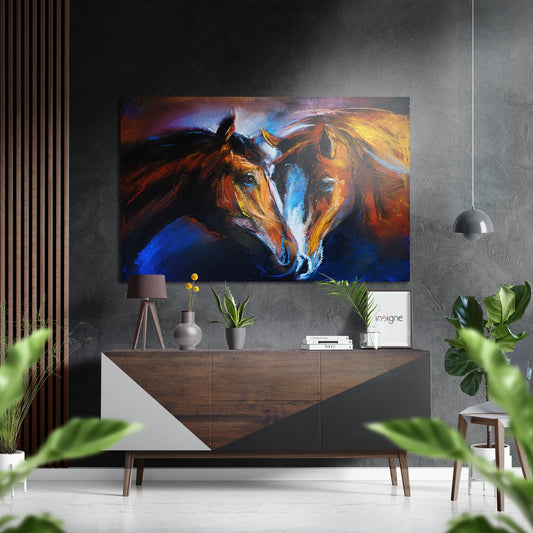 Horses in Love Brushed Aluminium Dibond Wall Art.