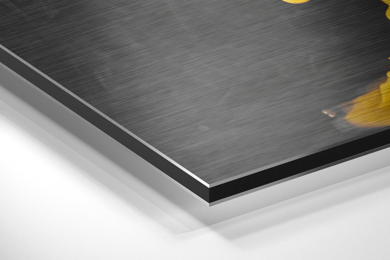 Yellow Smoke Brushed Aluminium Dibond Wall Art.