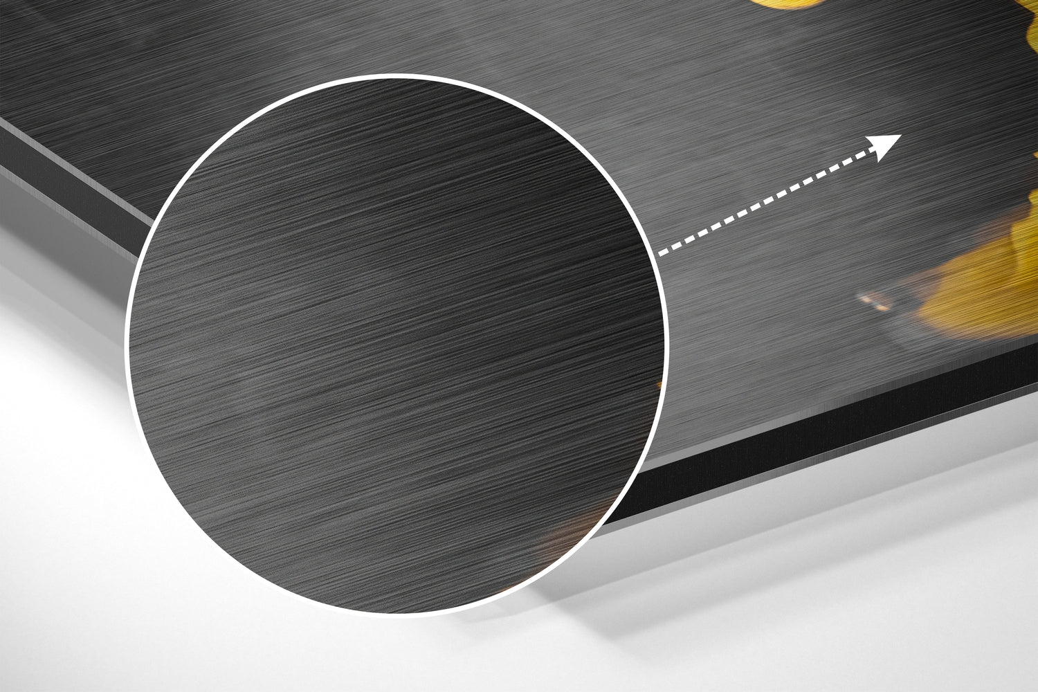 Yellow Smoke Brushed Aluminium Dibond Wall Art.