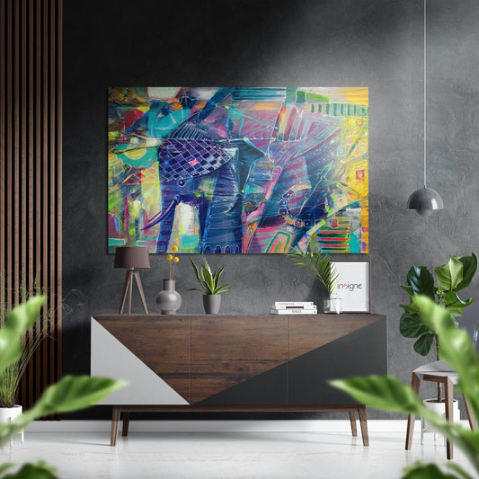 Abstract Elephant Brushed Aluminium Dibond Wall Art.