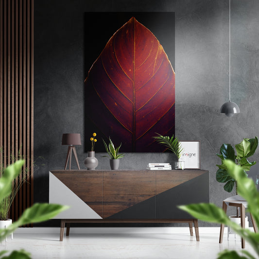 Leaf Brushed Aluminium Dibond Wall Art.