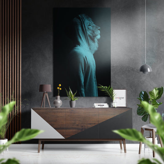 Lion Man Brushed Aluminium Dibond Wall Art.