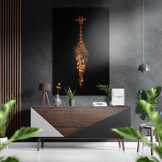 Giraffe Brushed Aluminium Dibond Wall Art.