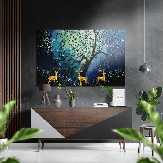 Deers of Dreams Brushed Aluminium Dibond Wall Art.