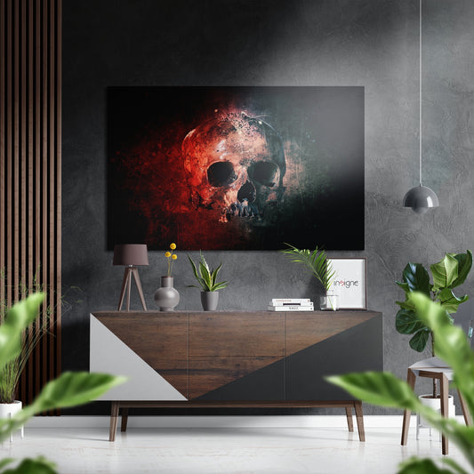 Skull Brushed Aluminium Dibond Wall Art.