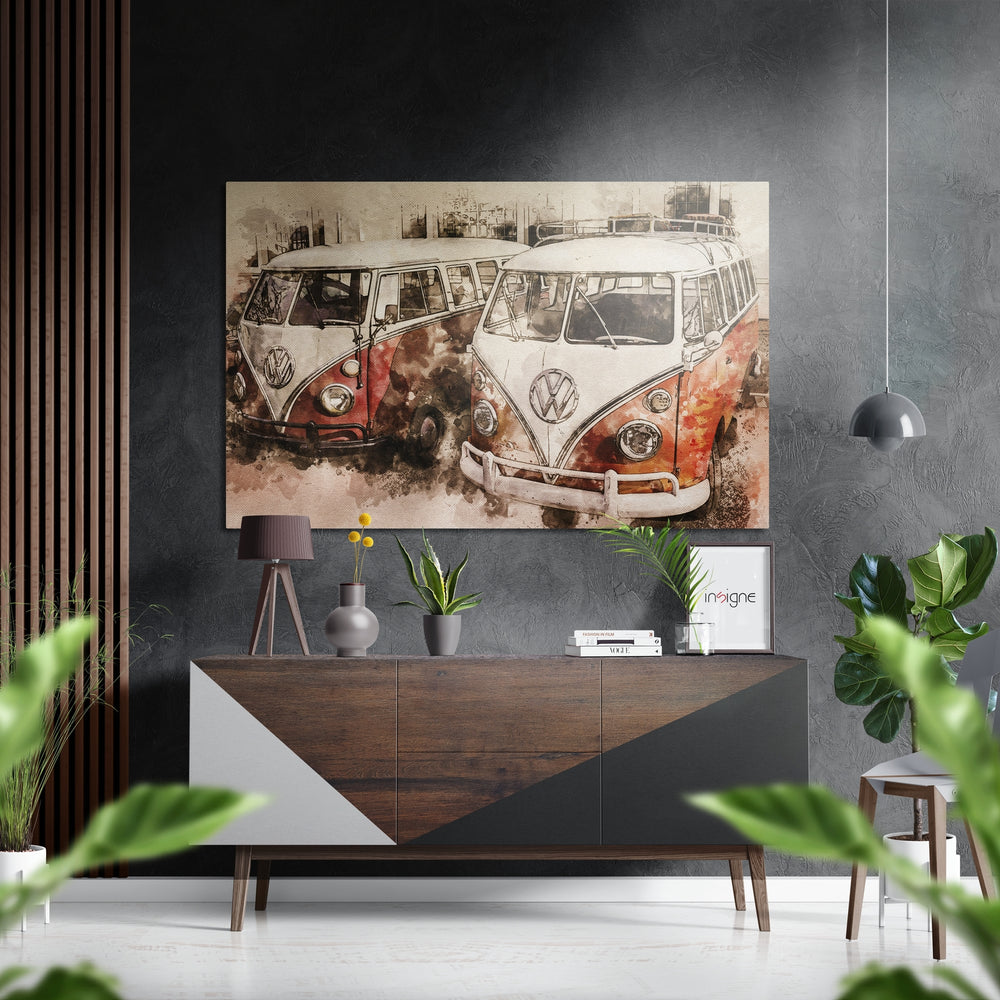 VW Bus Brushed Aluminium Dibond Wall Art.