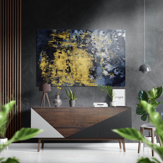Abstract Gold Brushed Aluminium Dibond Wall Art.