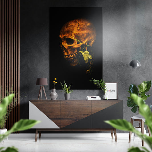 Skull Brushed Aluminium Dibond Wall Art.