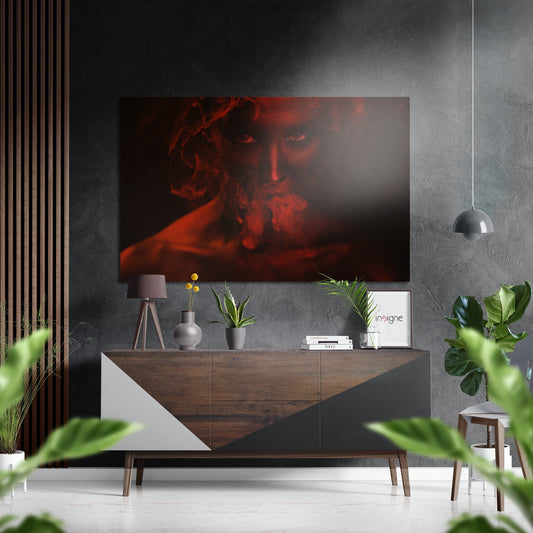 Red Smoke Brushed Aluminium Dibond Wall Art.