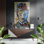 Charlie Chaplin Brushed Aluminium Dibond Wall Art.