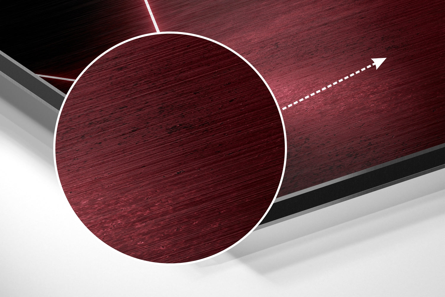 Red Lines Brushed Aluminium Dibond Wall Art.