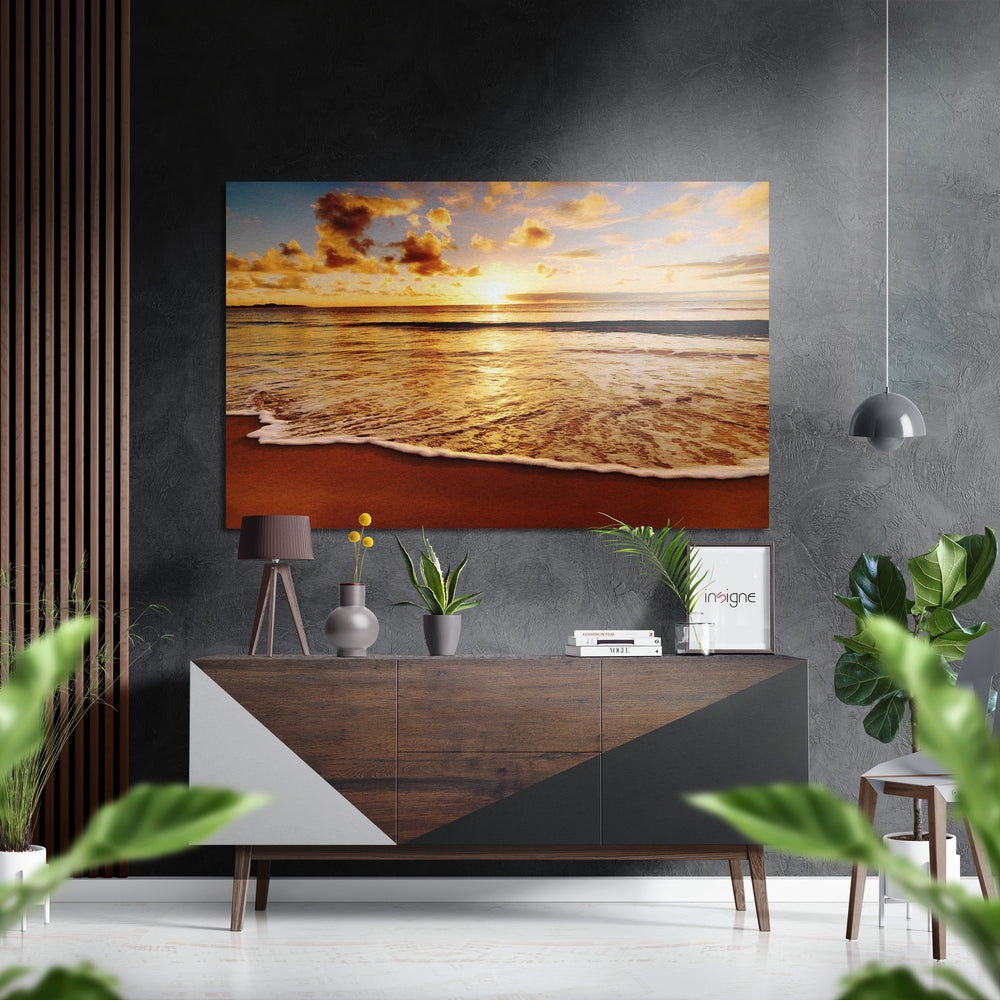 Sunset at the Beach Brushed Aluminium Dibond Wall Art.