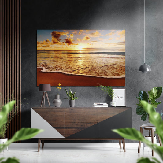 Sunset at the Beach Brushed Aluminium Dibond Wall Art.