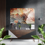 Eiffel Tower Brushed Aluminium Dibond Wall Art.