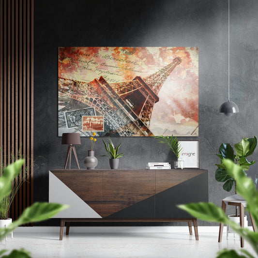 Eiffel Tower Brushed Aluminium Dibond Wall Art.