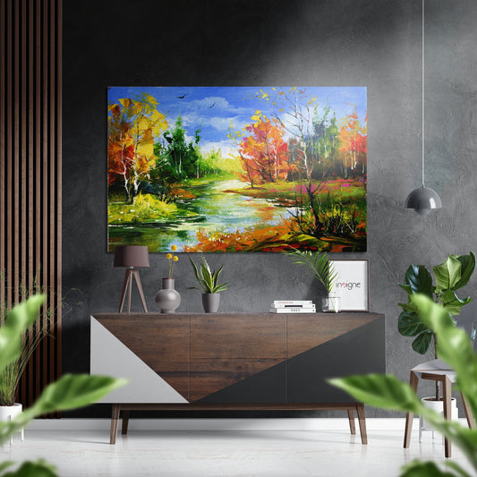 Lake View Brushed Aluminium Dibond Wall Art.