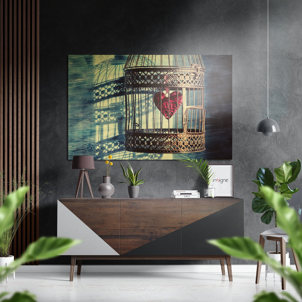 The Cage Brushed Aluminium Dibond Wall Art.