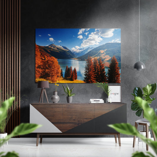 Lake View Brushed Aluminium Dibond Wall Art.