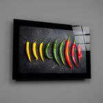 Editorial-food panel bringing chromatic warmth to a dining room