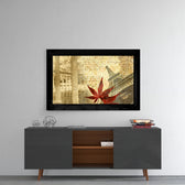 Autumn and Paris glass wall art styled above a console in a reading nook