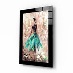 Ballerina glass wall art displayed above a bed in a bedroom