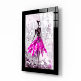 Ballerina glass wall art displayed above a bed in a bedroom