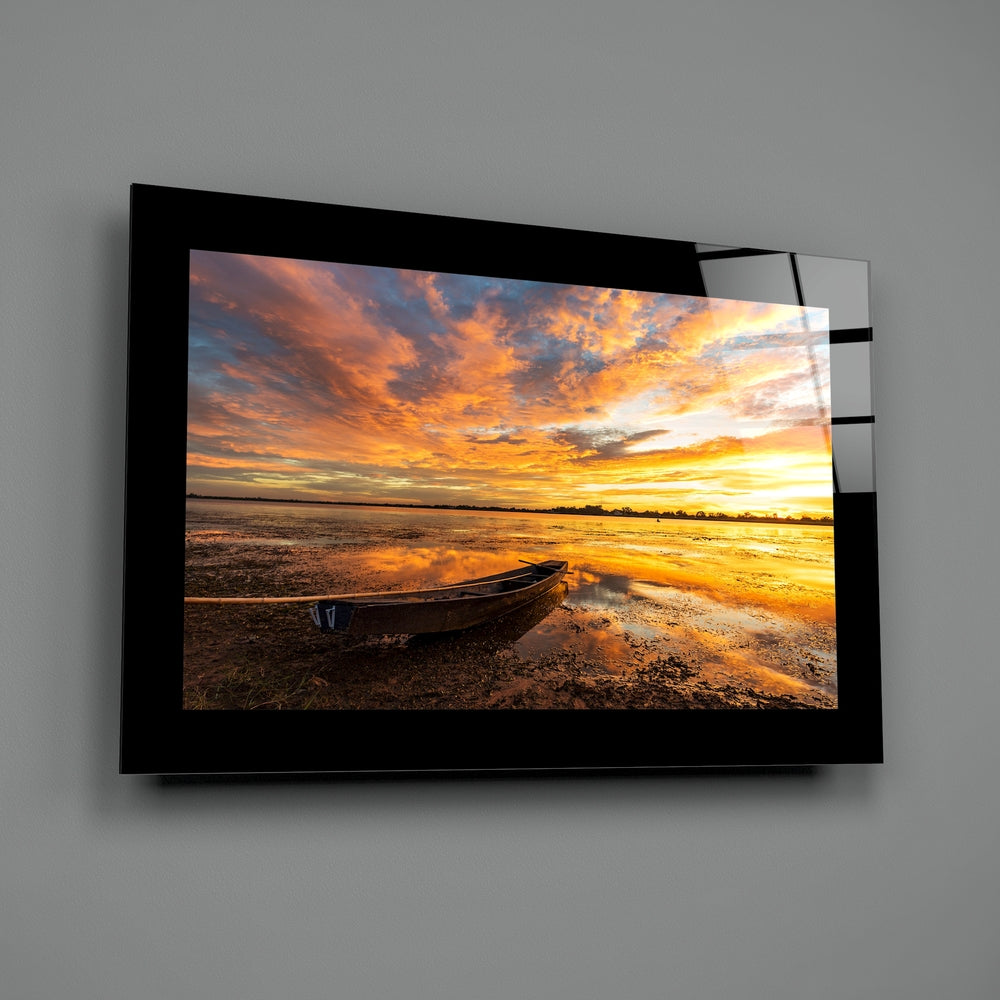 Clouds and Sunset Glass Wall Art.