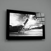 Editorial-photo panel bringing monochrome poise to a coastal cottage