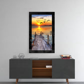 Sunset and the Birds Glass Wall Art.