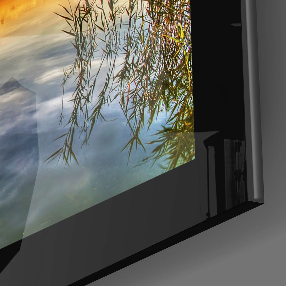 Sunset at Pier Glass Wall Art.