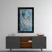 Islamic Art - Calligraphy glass wall art styled above a sideboard in a bedroom