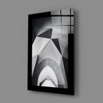Editorial-photo panel bringing architectural weight to a study