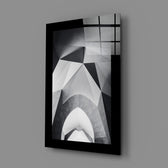 Editorial-photo panel bringing architectural weight to a study