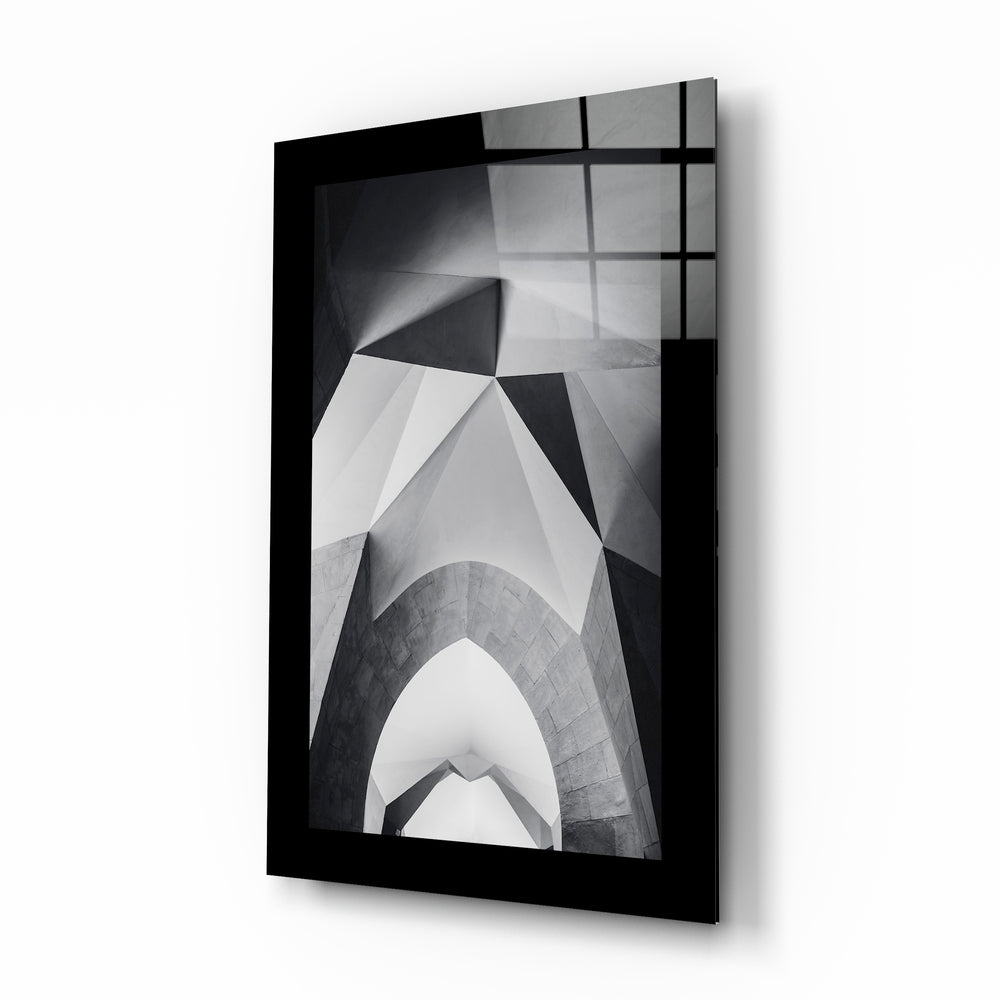 Gate glass wall art displayed above a console in an entryway