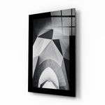 Gate glass wall art displayed above a console in an entryway