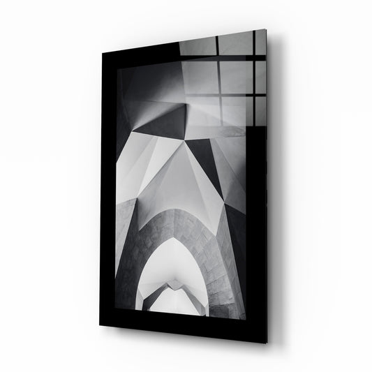 Gate glass wall art displayed above a console in an entryway