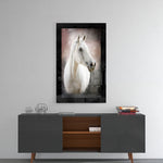 Horse glass wall art styled above a console in a man cave