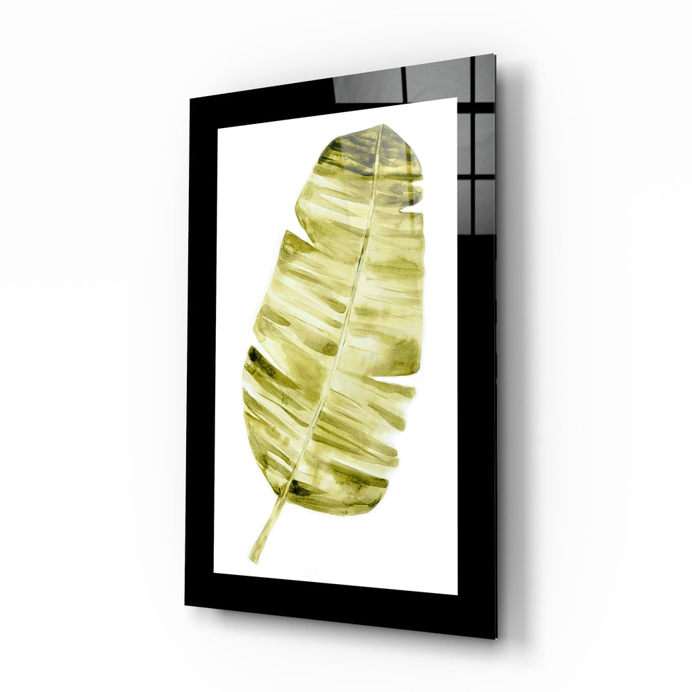 Leaf glass wall art displayed above a bed in a bedroom