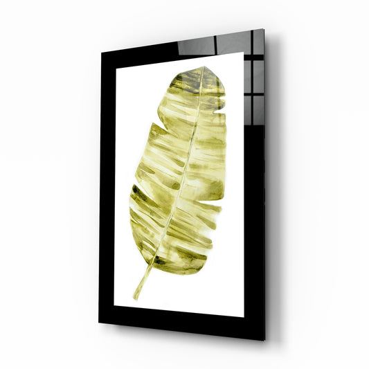 Leaf glass wall art displayed above a bed in a bedroom