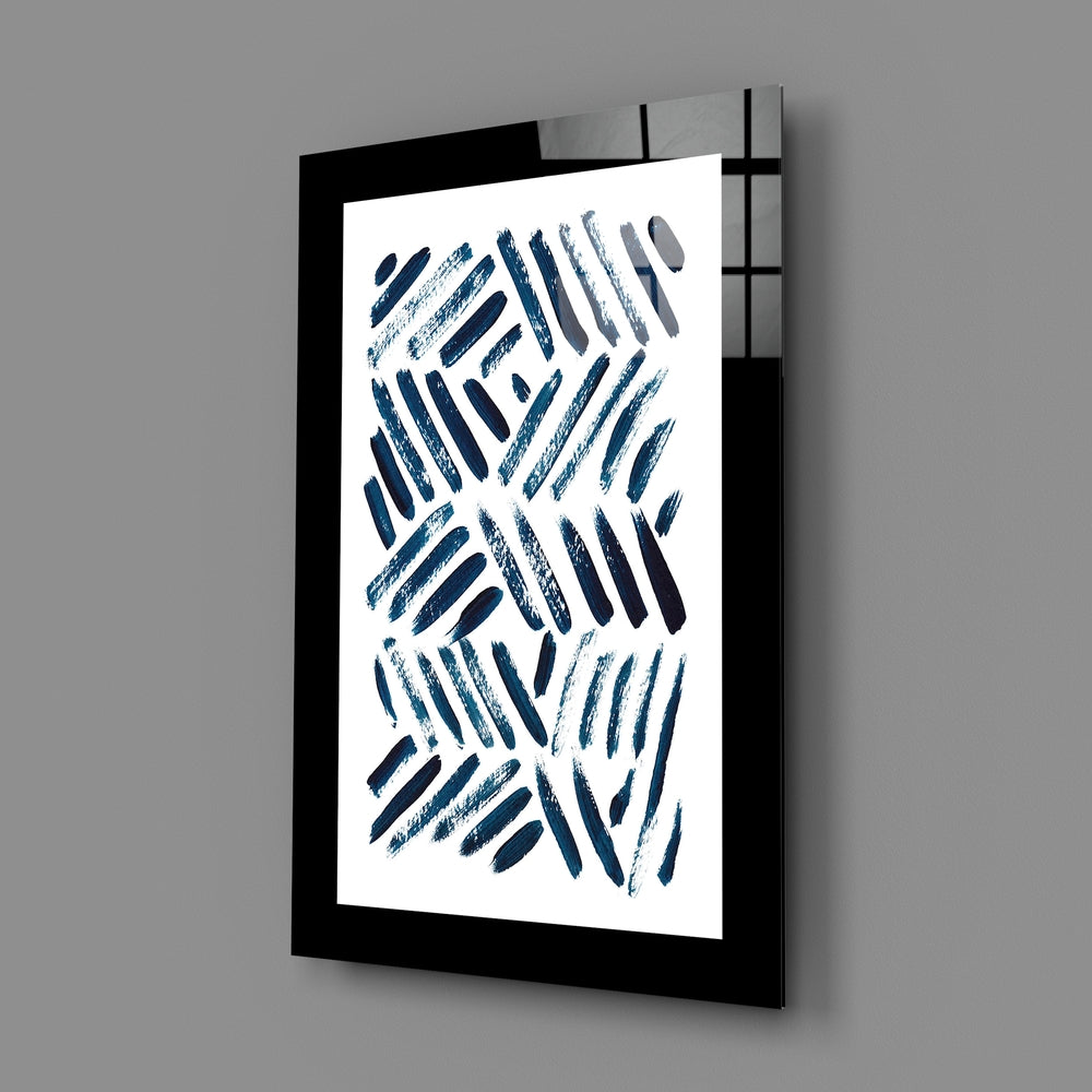 Blue Lines Glass Wall Art.
