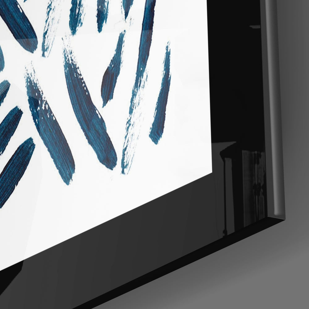 Blue Lines Glass Wall Art.