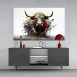 Bull Glass Wall Art|| Designer's Collection