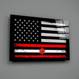USA-Canada Flag Glass Wall Art || Designer Collection