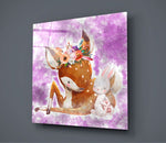 Gazelle And Rabbit Glass Wall Art.