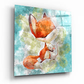 Fox And Mouse Glass Wall Art.