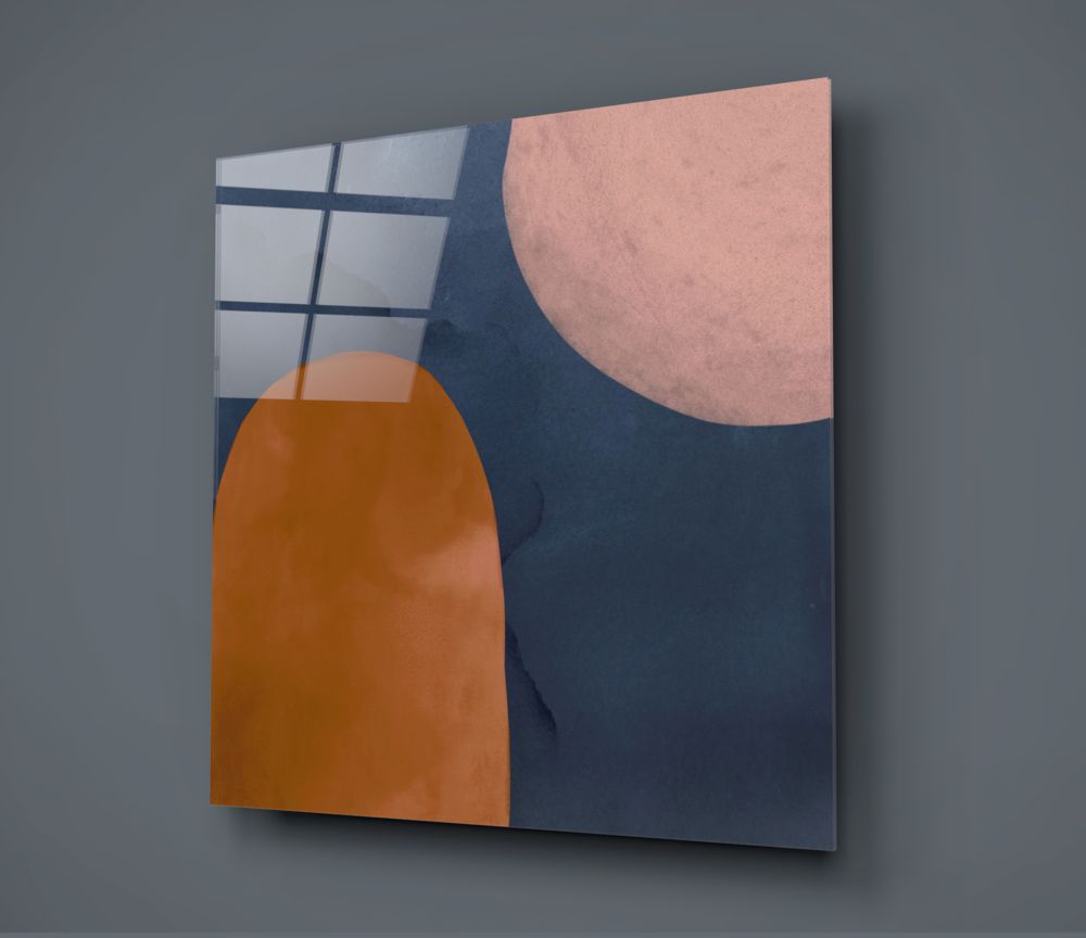 Abstract Shapes Glass Wall Art.