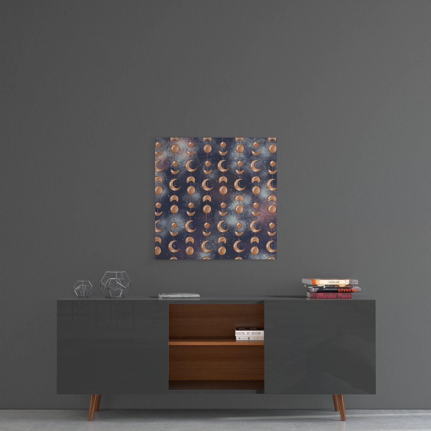 Moon Phrases Glass Wall Art.