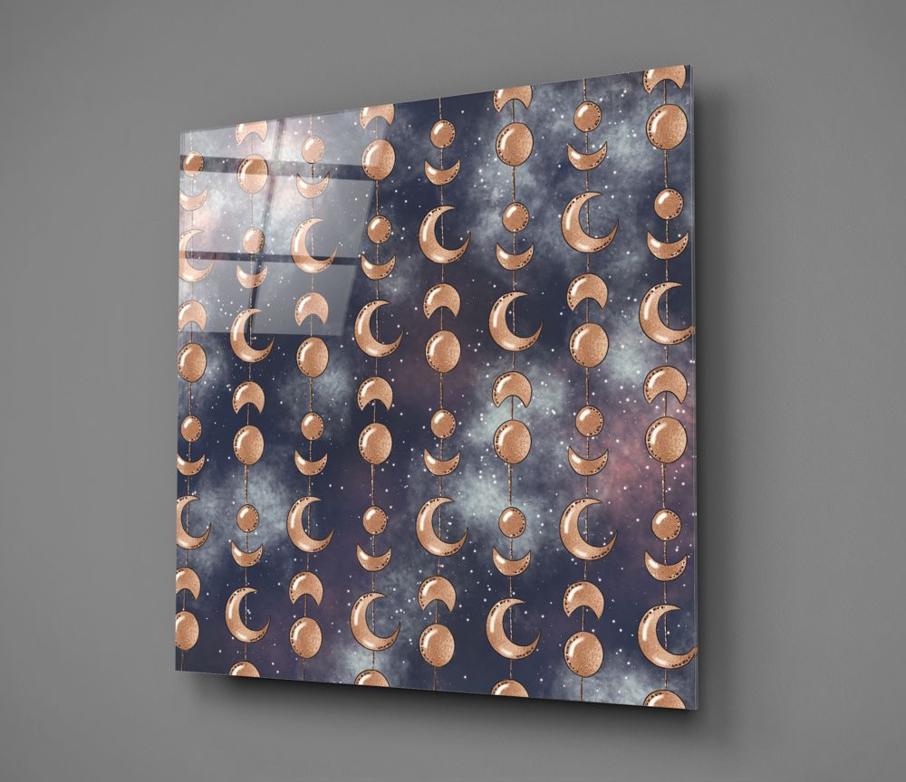 Moon Phrases Glass Wall Art.