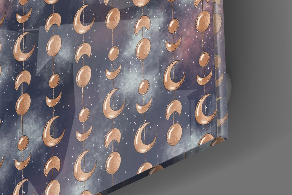 Moon Phrases Glass Wall Art.